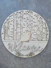 Load image into Gallery viewer, Birch Cardinal Winter Welcome Sign

