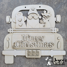 Load image into Gallery viewer, Gingerbread Santa Reindeer in Truck! Door Hanger, Christmas Wood Doorhanger Kit, DIY Door Decor, Front Porch Christmas Decor
