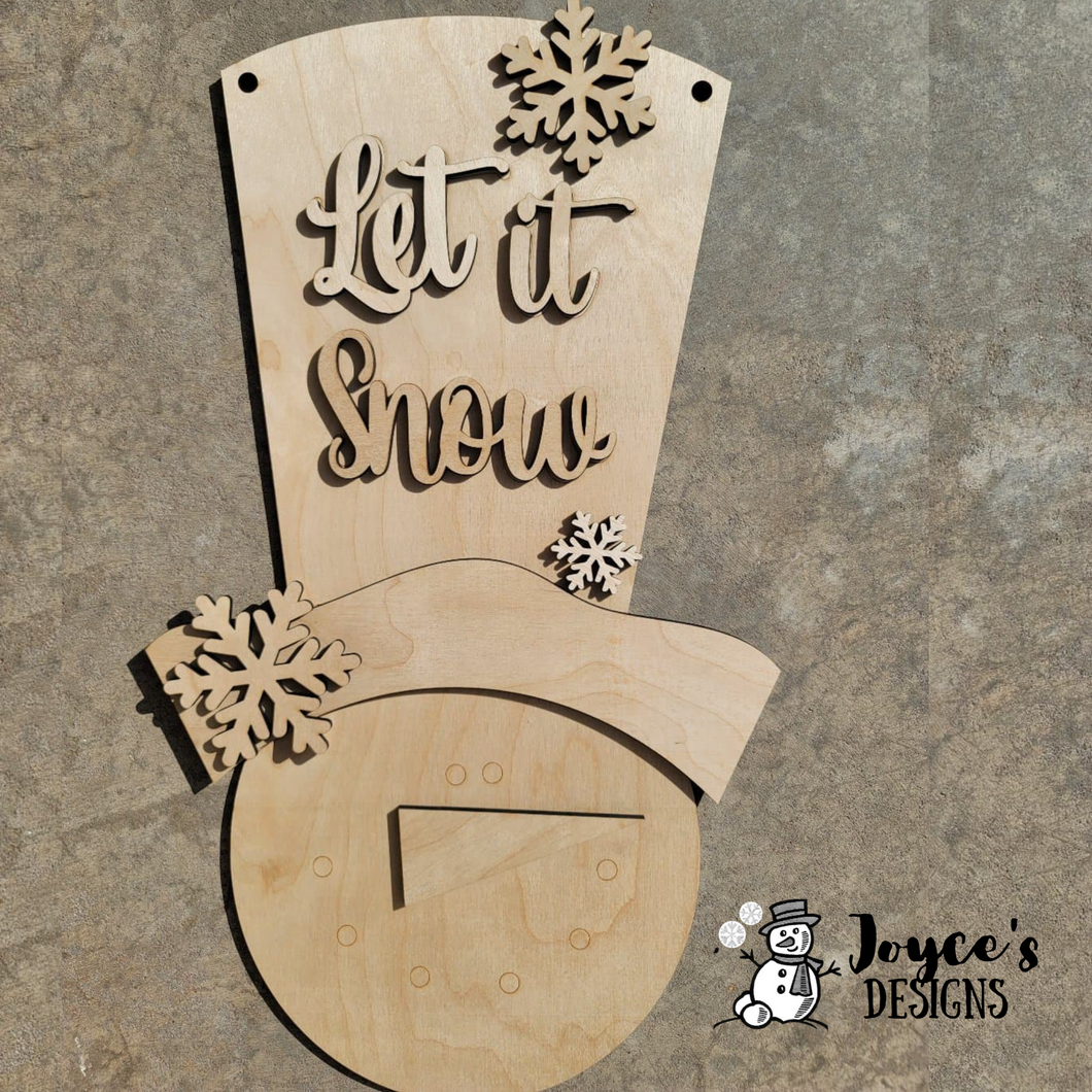 Let it snow, Snowman doorhanger, Frosty Friends,  Snowman doorhanger, Wood Doorhanger Kit, DIY door hanger, Front Porch Christmas Decor