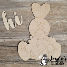 Load image into Gallery viewer, Square Happy Easter Bunny Doorhanger, Easter Gnome Easter Door Hanger, DIY Easter, Bunny Easter, Easter Bunny, Hipity Hopity, Carrot, DIY painting kits, Kids Easter Crafts
