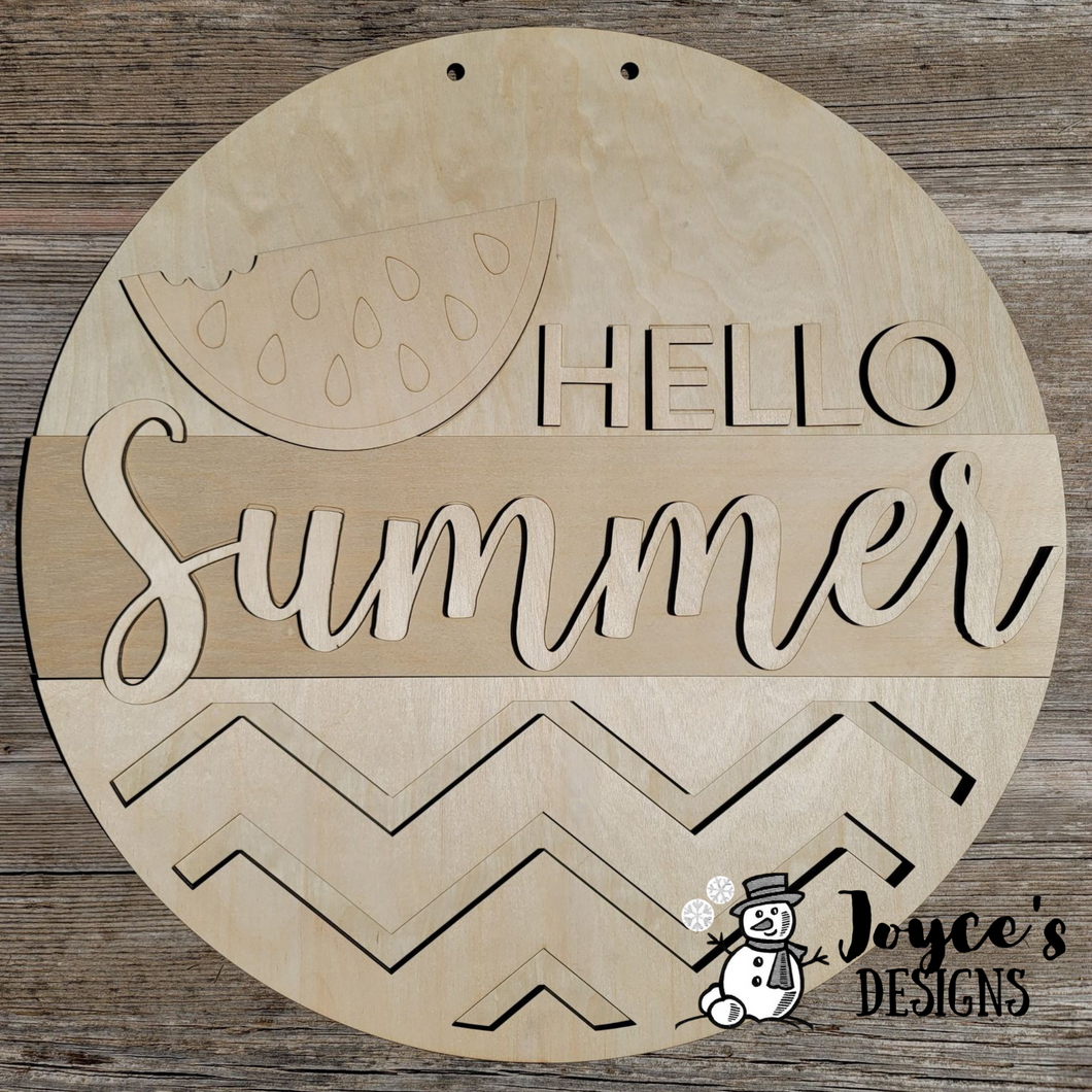 Hello Summer, watermelon, Door Hanger, Porch Sitter, , Front Porch, Farm House, Rustic, DIY Sign