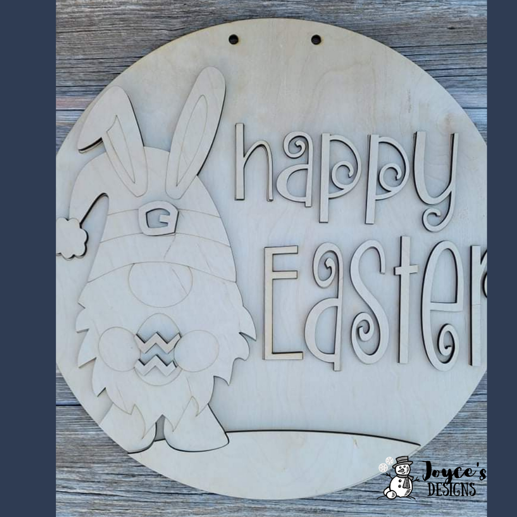 Happy Easter Bunny Doorhanger, Easter Gnome Easter Door Hanger, DIY Easter, Bunny Easter, Easter Bunny, Hipity Hopity, Carrot, DIY painting kits, Kids Easter Crafts