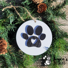 Load image into Gallery viewer, Dog Paw Print Ornament, Dog Christmas, Furbaby Gift, Paw Print Ornament, Christmas Wooden Ornament Kit, DIY Christmas Decor, Kids Christmas Crafts
