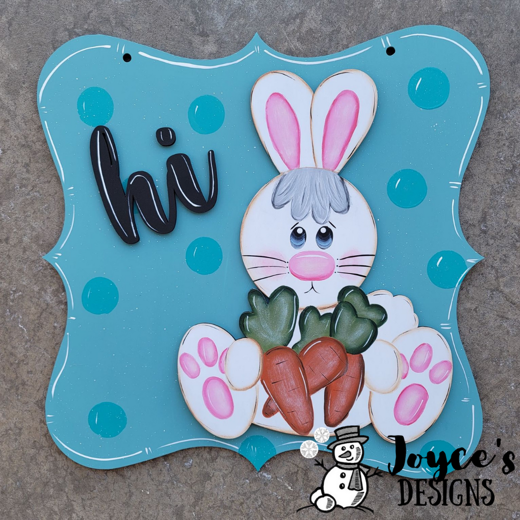 Square Happy Easter Bunny Doorhanger, Easter Gnome Easter Door Hanger, DIY Easter, Bunny Easter, Easter Bunny, Hipity Hopity, Carrot, DIY painting kits, Kids Easter Crafts