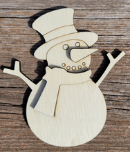 Load image into Gallery viewer, Snowman Ornament - scarf and nose included
