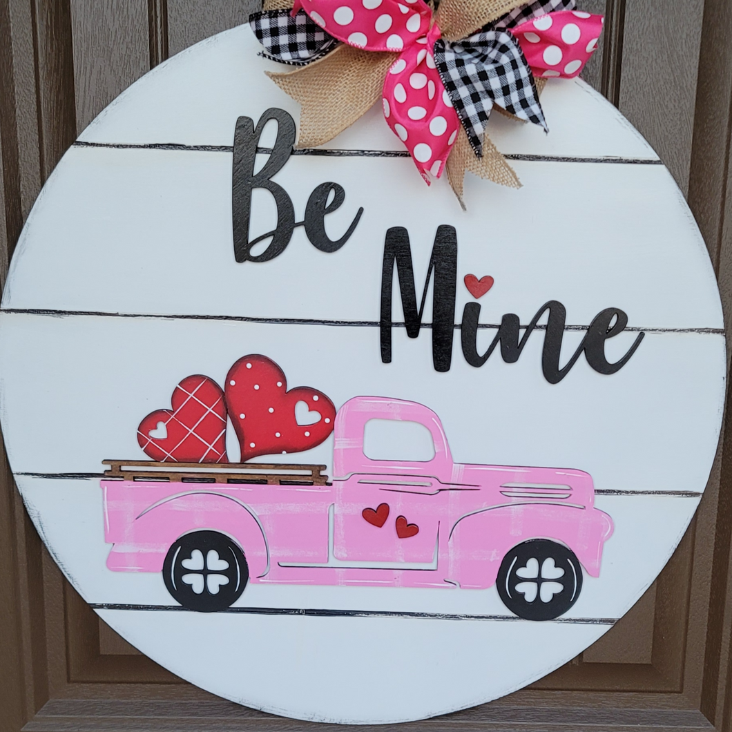 Be Mine Truck Valentine's Day Doorhanger