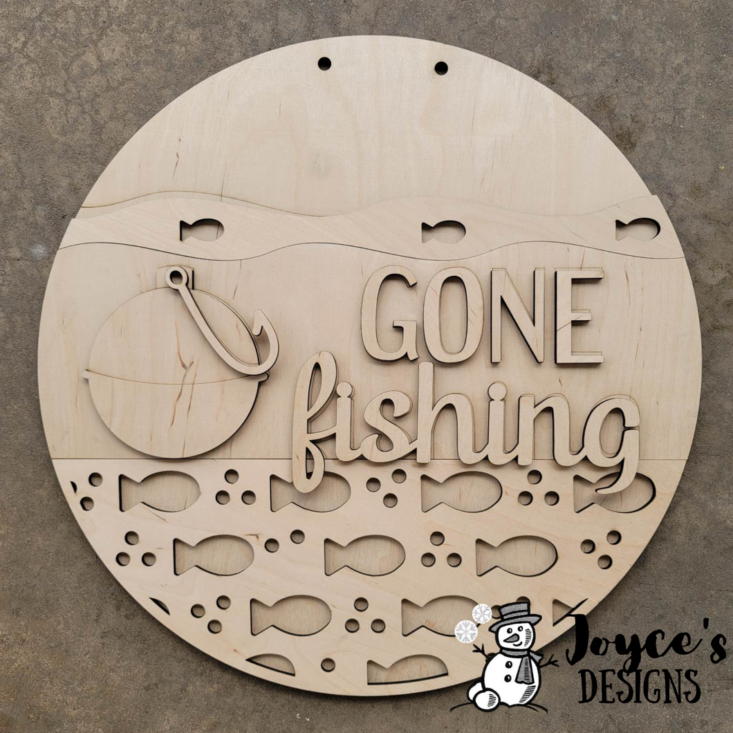 Gone Fishing Door Hanger, Summer, Porch Sitter, All Season, Front Porch, Farm House, Rustic, DIY Sign